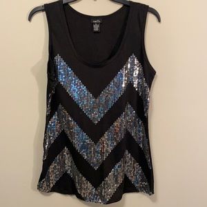 Ladies rue21 XL black sequin tank tops.